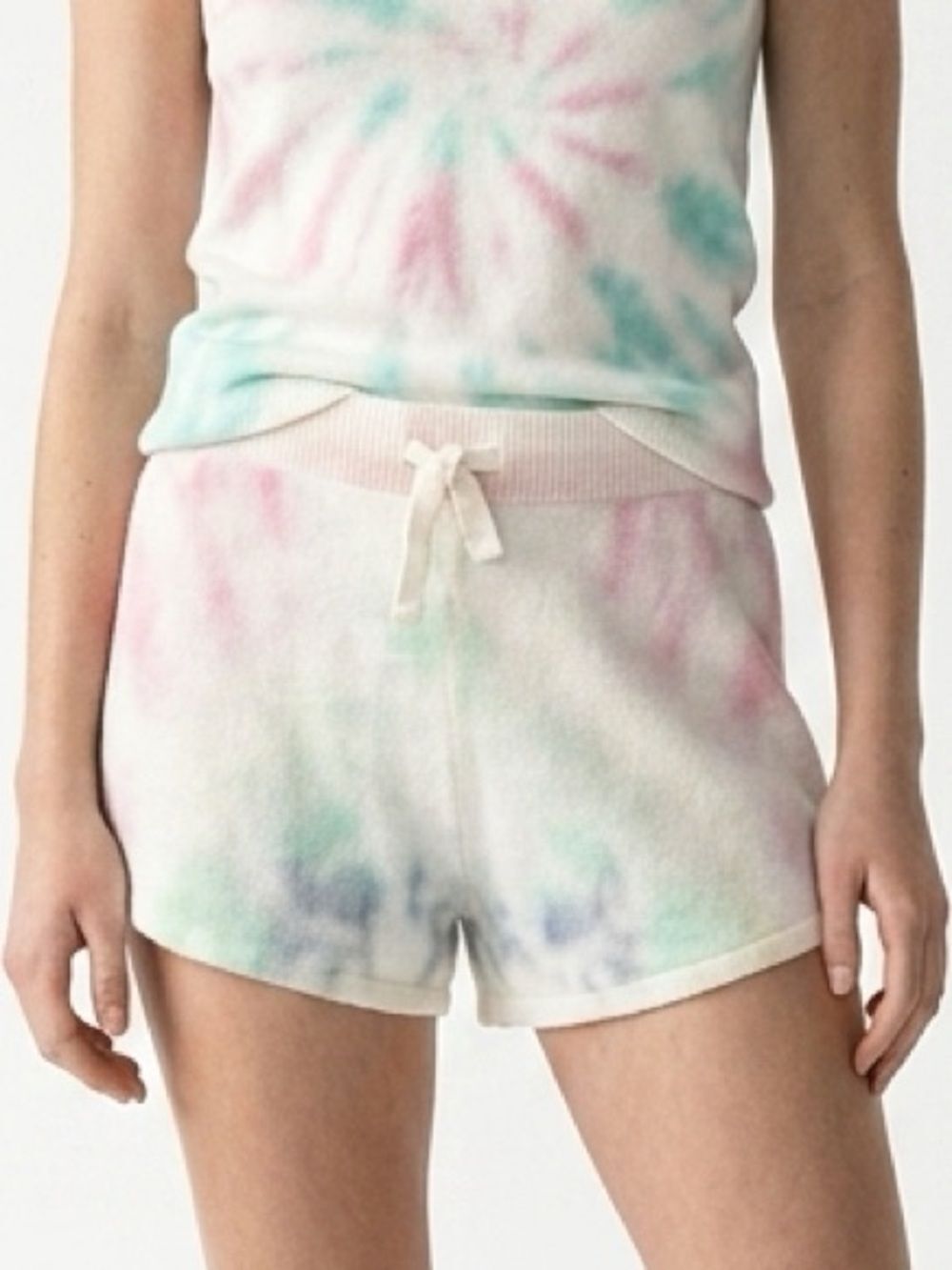 BRODIE CASHMERE | Tie Dye 100% Cashmere Pastel Shorts Lounge Women’s Size Medium